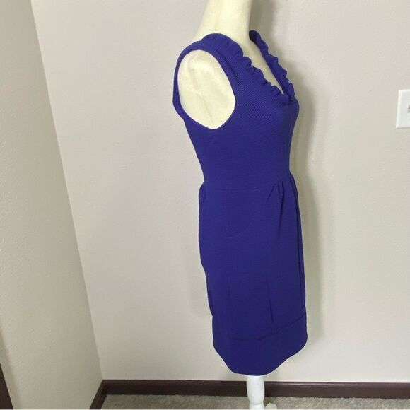 Anthroplogie Maeve Blue Ottoman Sleeveless Ruffle Sheath Dress Womens Size Small - Picture 5 of 16